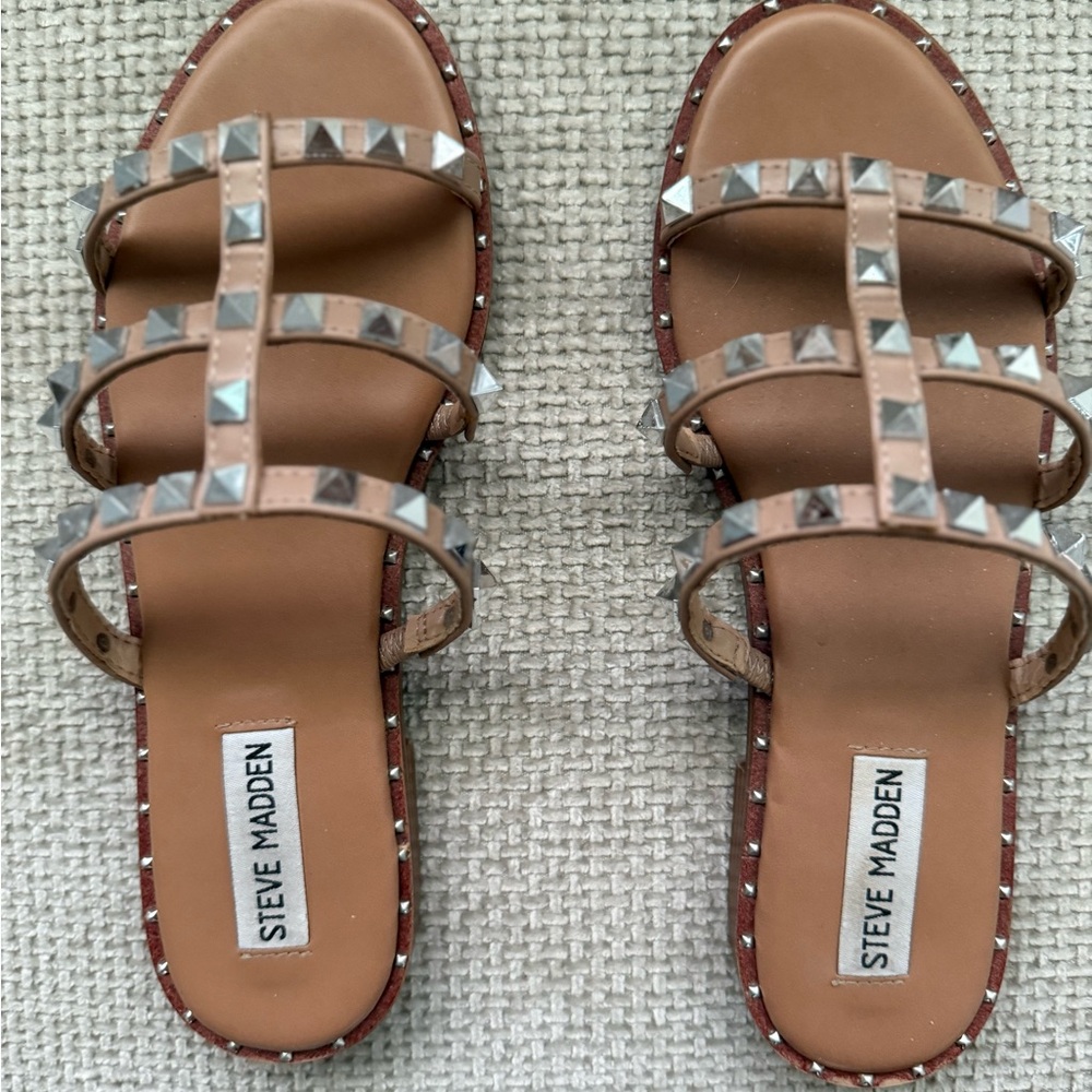 Steve Madden Tan Studded Sandals